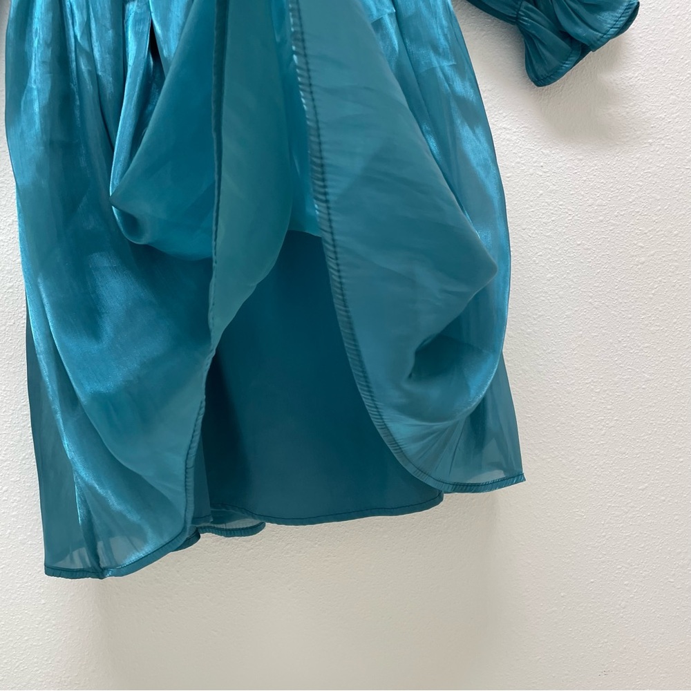Thirty Thirty L A  Teal Dress with Puff Sleeves XS‎ - Picture 3 of 11
